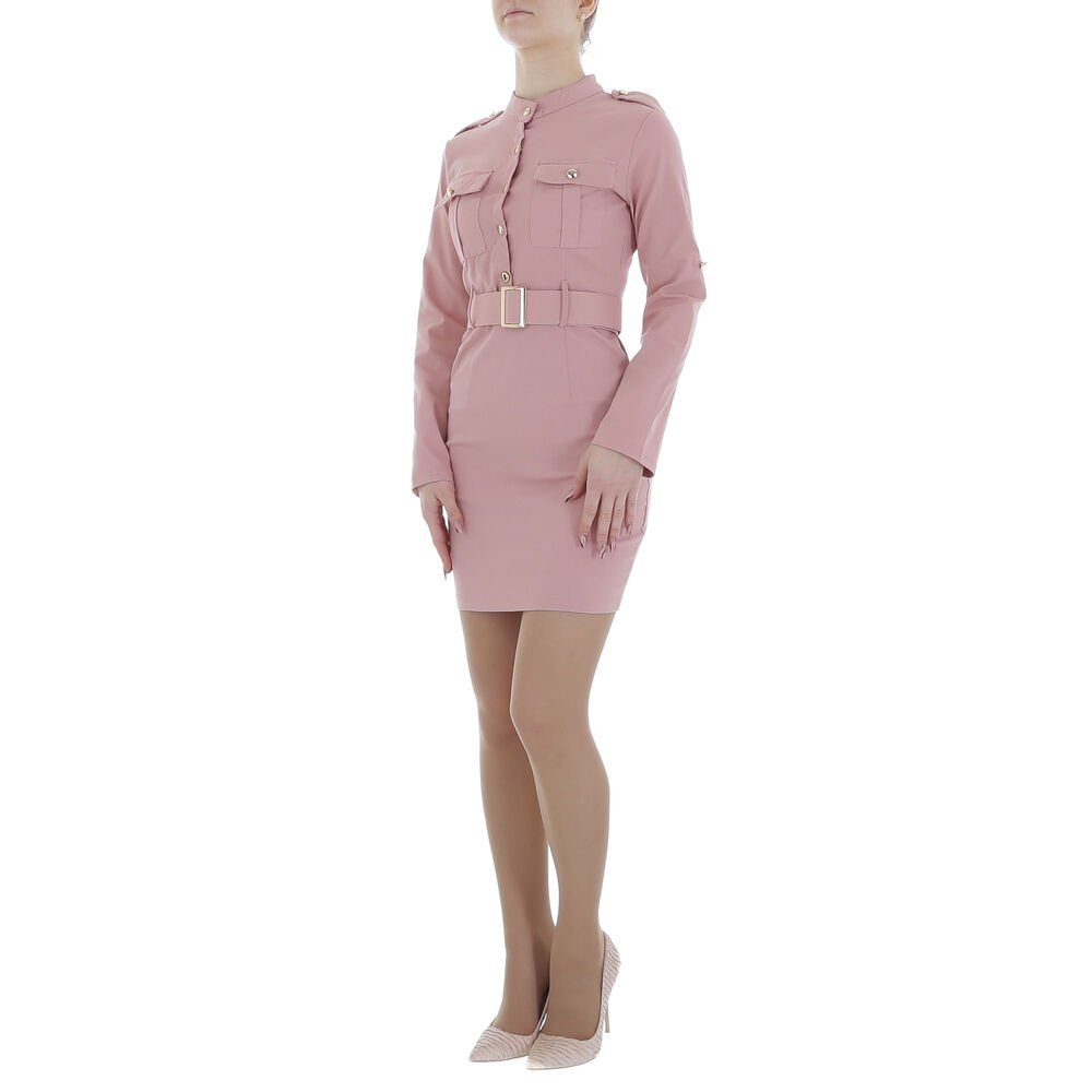 Ital-Design Minikleid Damen Freizeit Stretch Blusenkleid in Altrosa