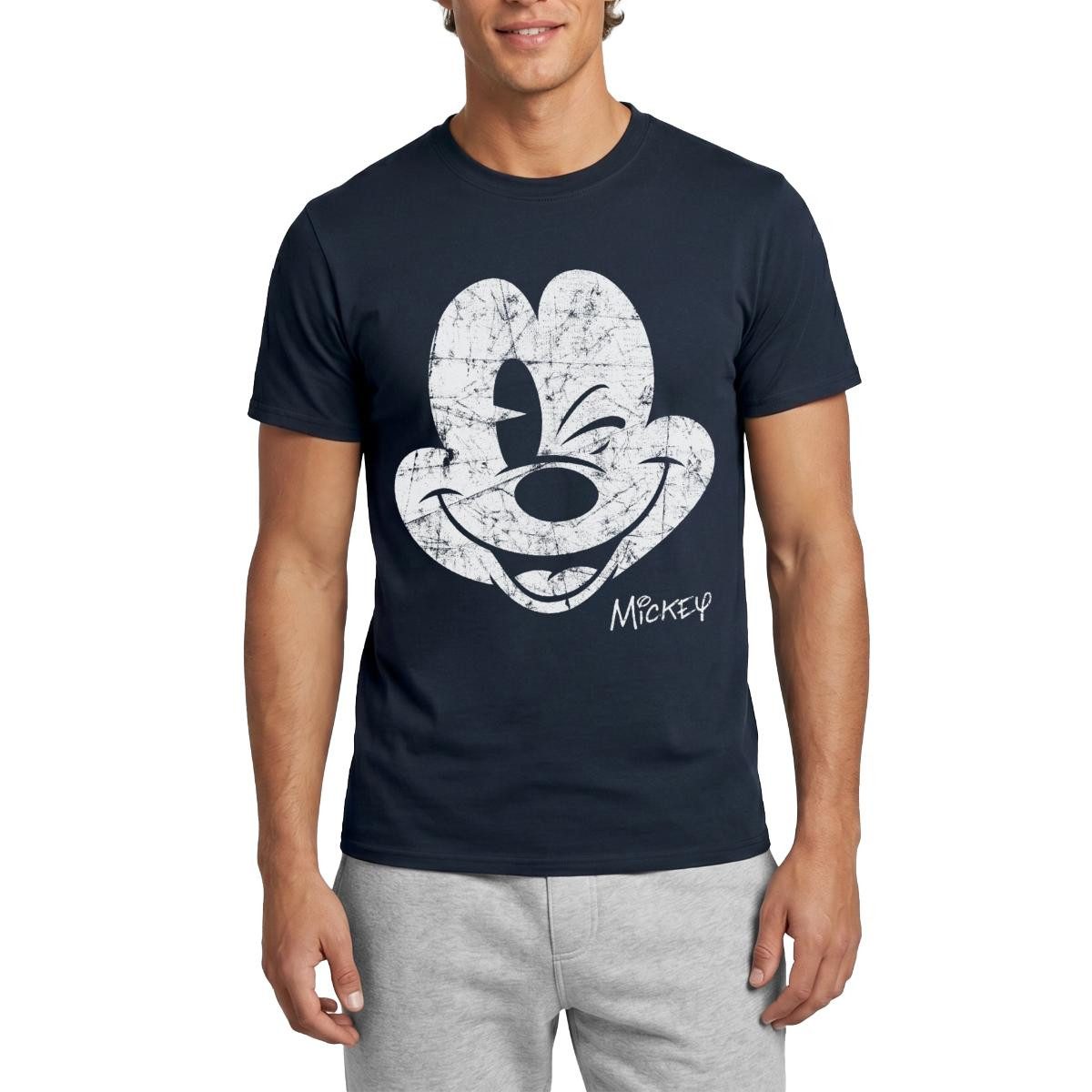 Spreadshirt T-Shirt Mickey & Minnie Retro Mickey Mouse Zwinkernd Männer T-Shirt (1-tlg)