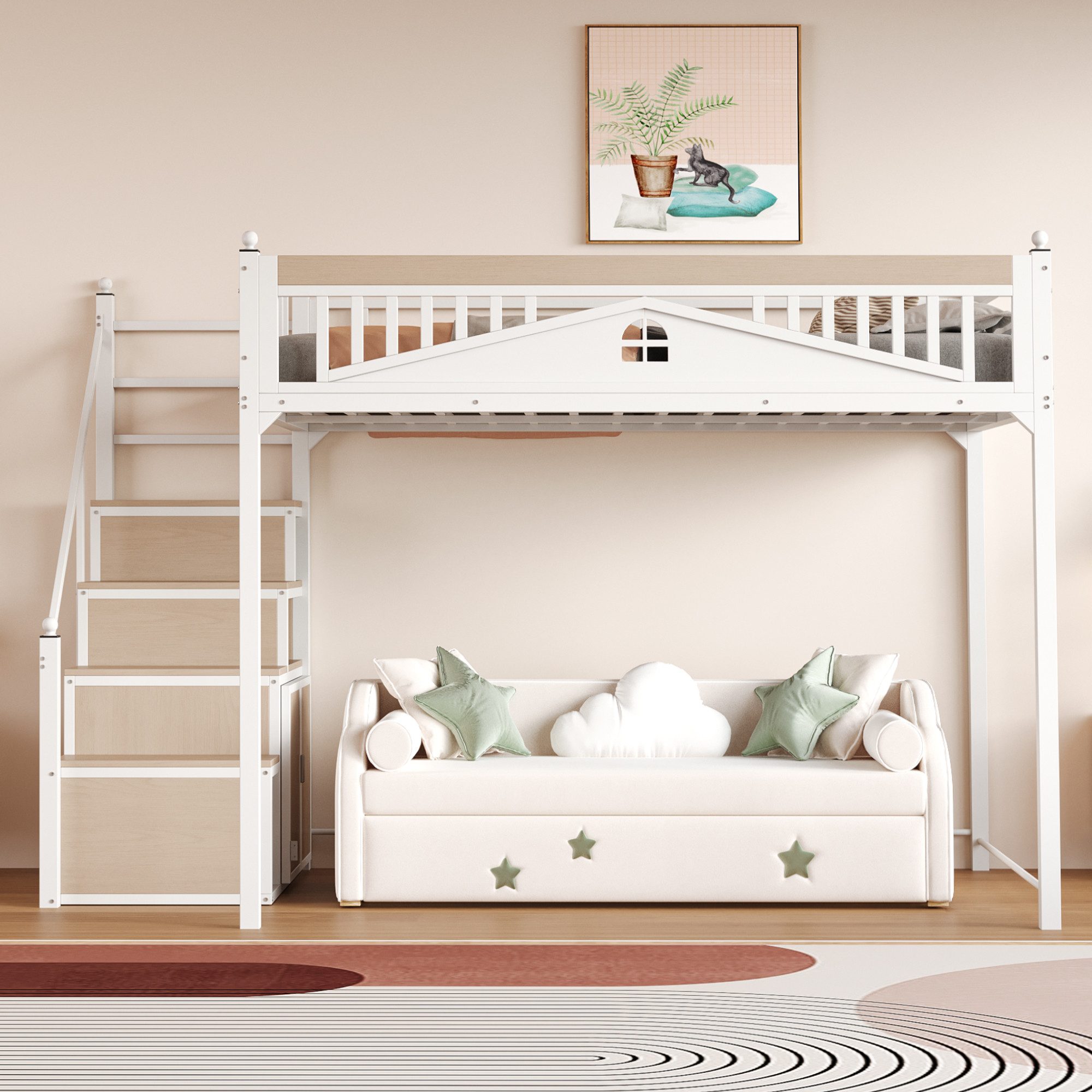 Flieks Hochbett Metallbett Kinderbett 140x200cm mit günstig online kaufen