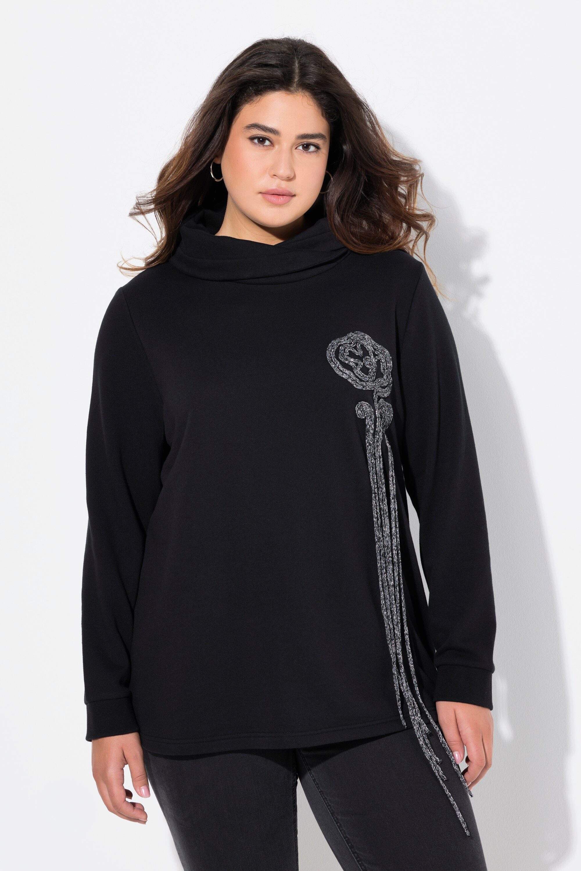 Ulla Popken Sweatshirt Sweatshirt Blüten Stehkragen günstig online kaufen