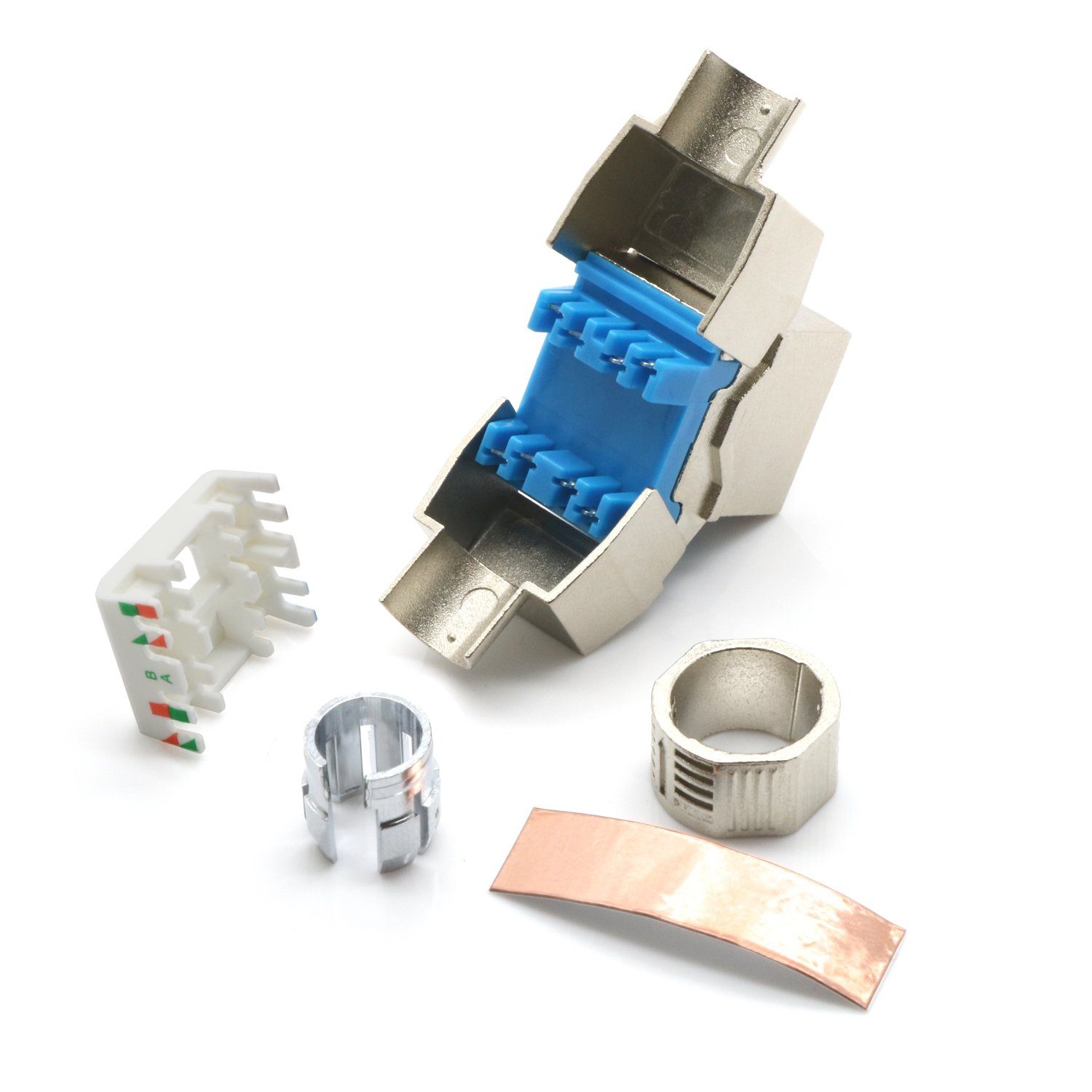 ARLI 2x Cat8.1 Netzwerkdose 2 Port (Anschlussrahmen + 4x Keystone CAT8.1) Netzwerk-Adapter RJ45 zu Dose, Zum Einbau in Modular- Verteilerfelder und Keystone- Anschlussdosen