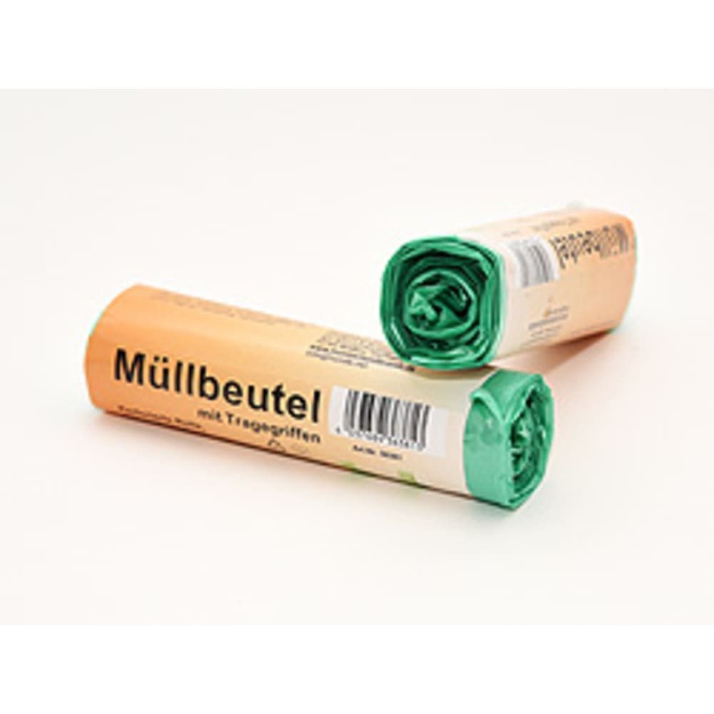 HundB Müllbeutel Müllbeutel Grün 30 Liter 15 Stück mit Trageschlaufe, Abfallbeutel Müllsack Tragetasche Abfallsack Mülltüte Tragegriff grün