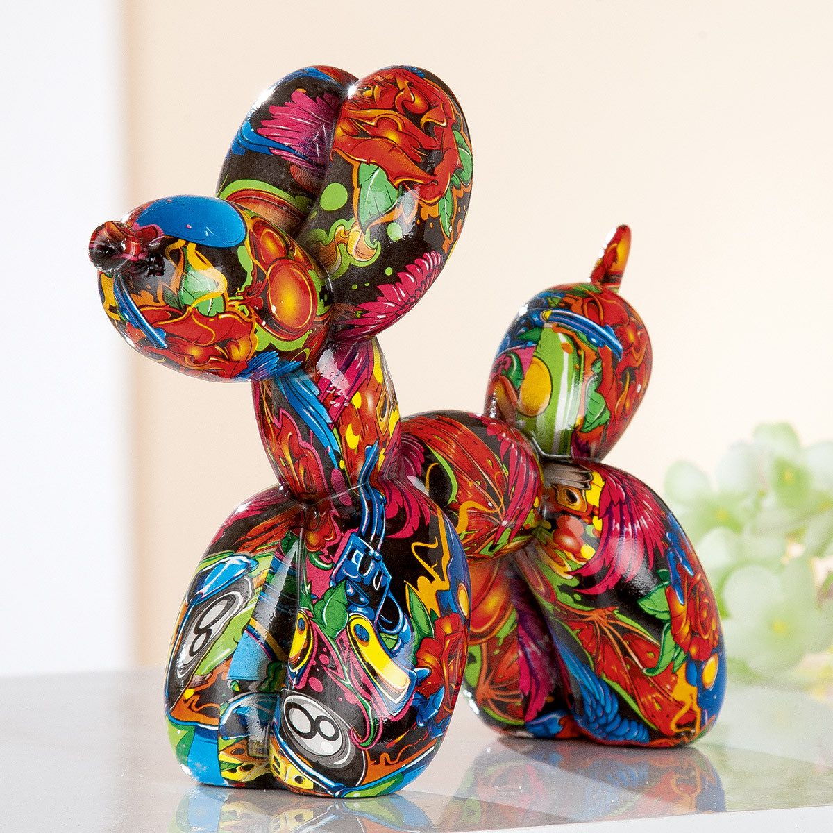 GILDE Dekoobjekt Deko-Figur Ballonhund Street Art Graffiti Pop-Art Kunstharz 20 cm