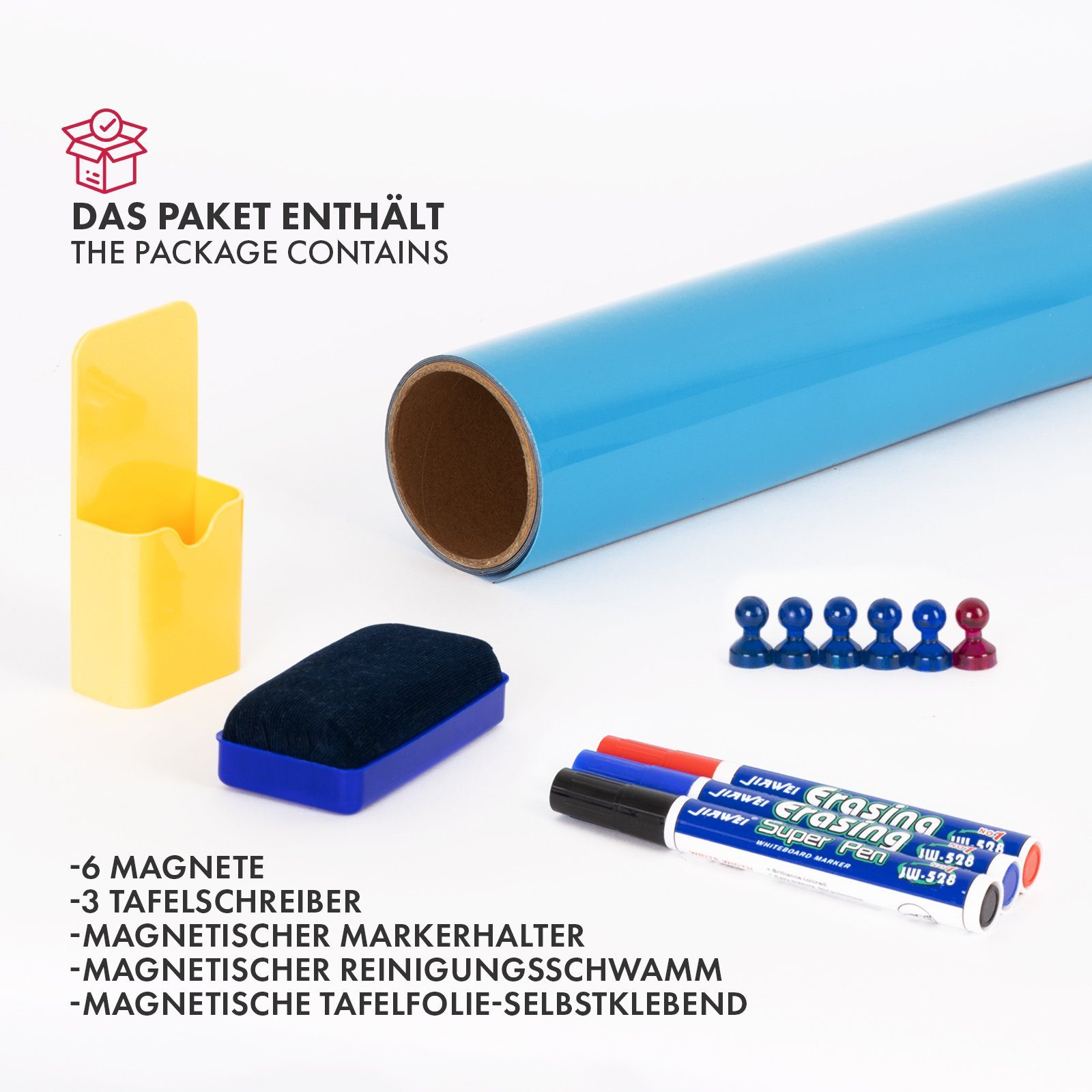 Karat Wandtafel Tafelfolie, Magnetisch & selbstklebend, inkl. Zubehör, In 5 Größen erhältlich