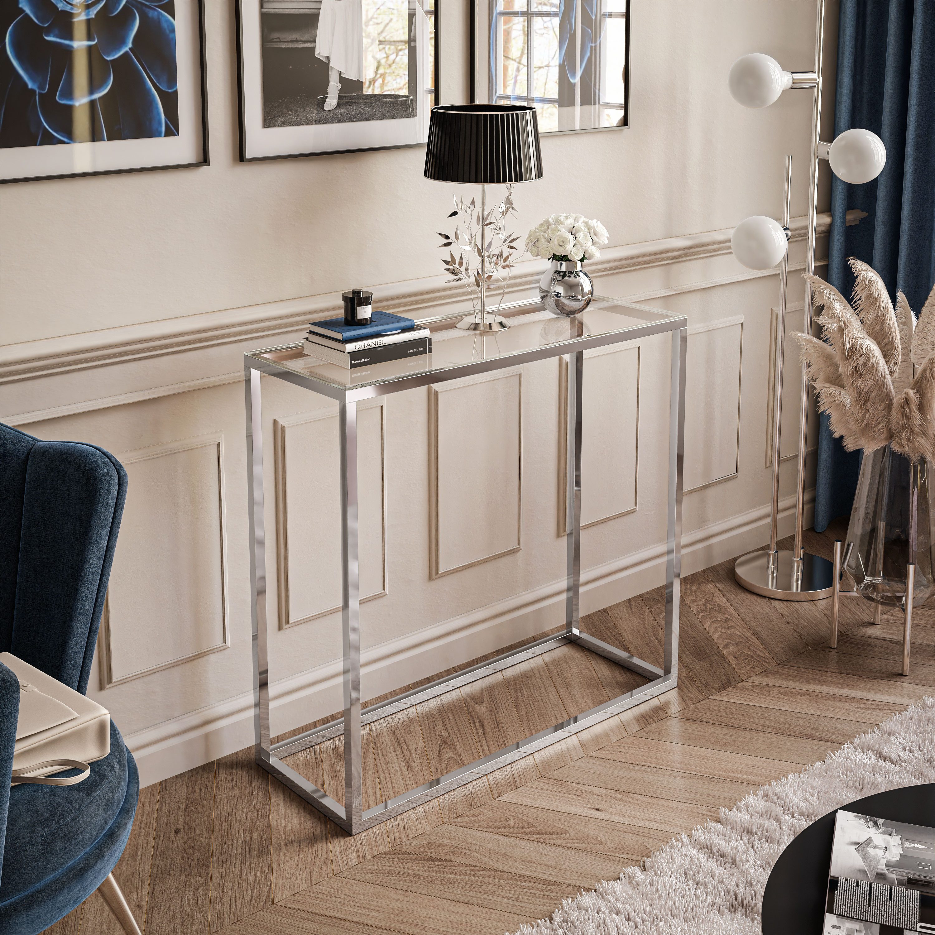 Lookway Konsolentisch MODERN GLASS mit silberfarbenem, verchromtem Gestell günstig online kaufen