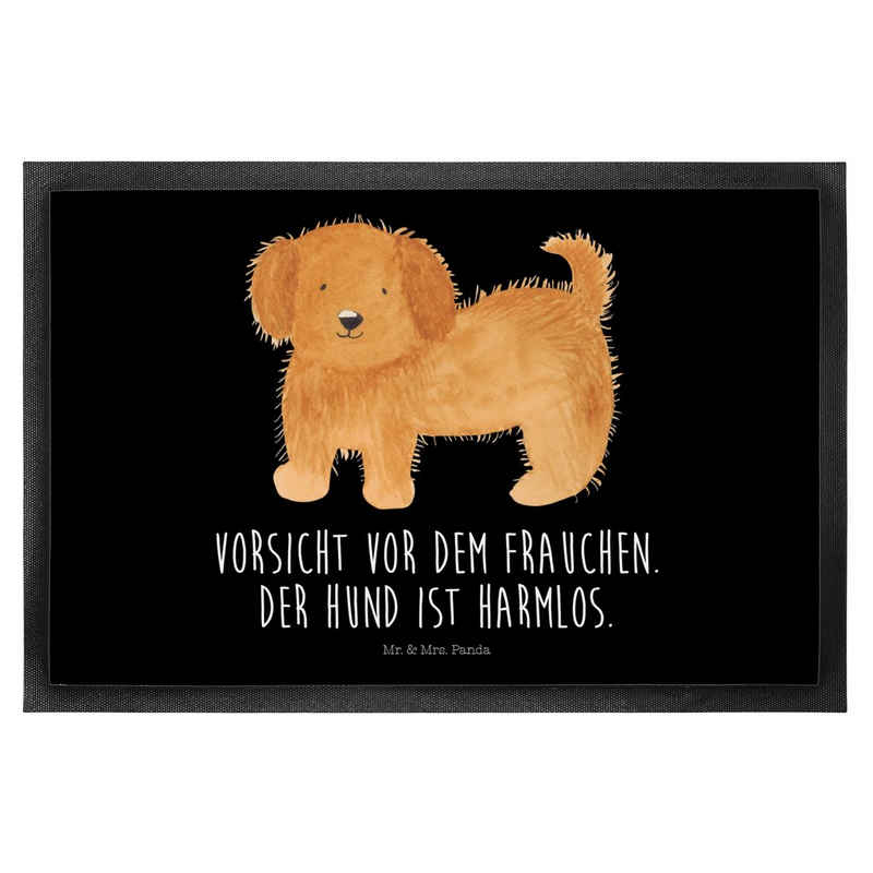 Fußmatte Hund flauschig - Schwarz - Geschenk, Haustürmatte, Motivfußmatte, Hun, Mr. & Mrs. Panda, Höhe: 0.6 mm