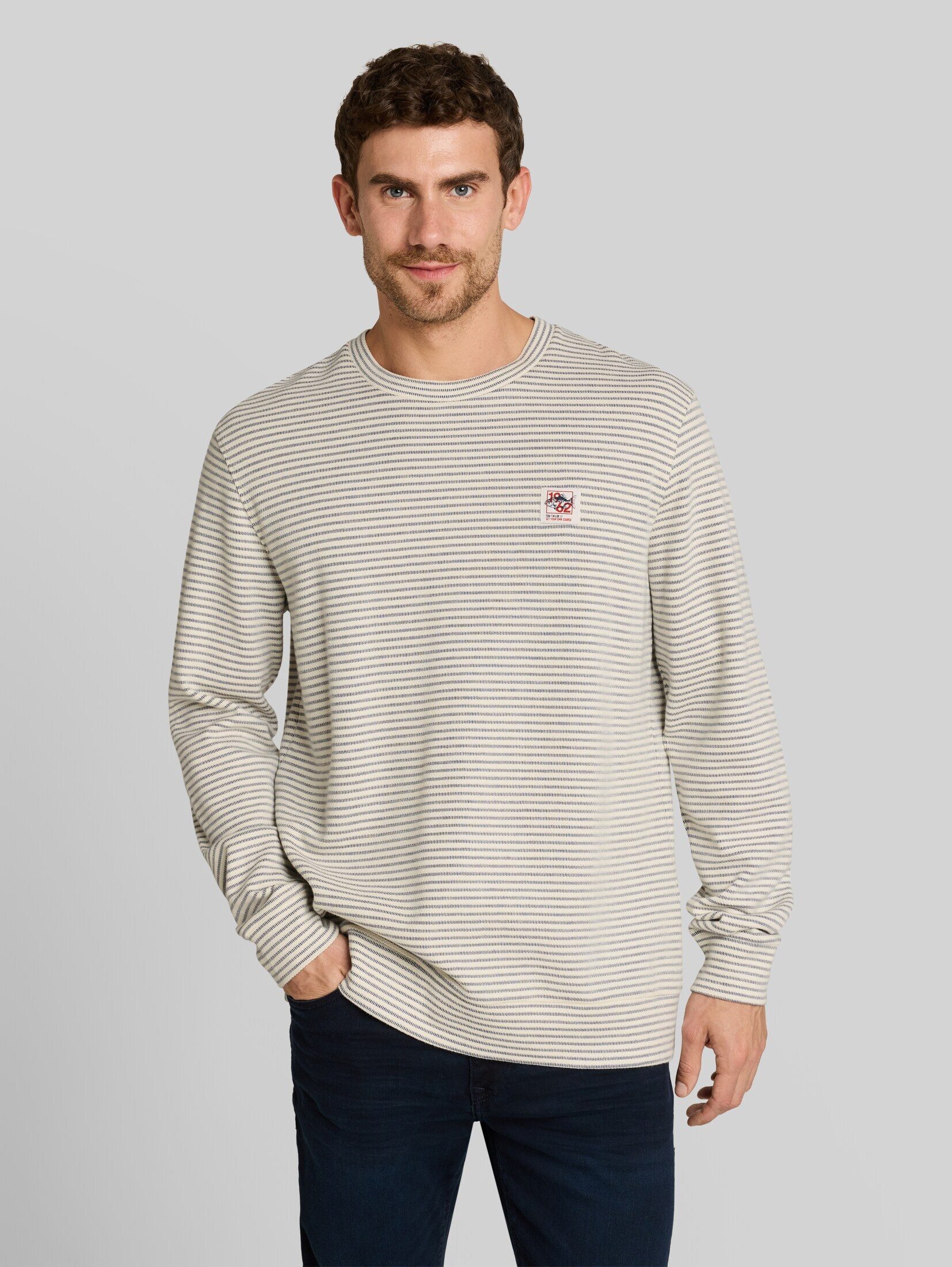 TOM TAILOR Langarmshirt T-Shirt (im Einserpack) Langarmshirt mit Streifenmuster