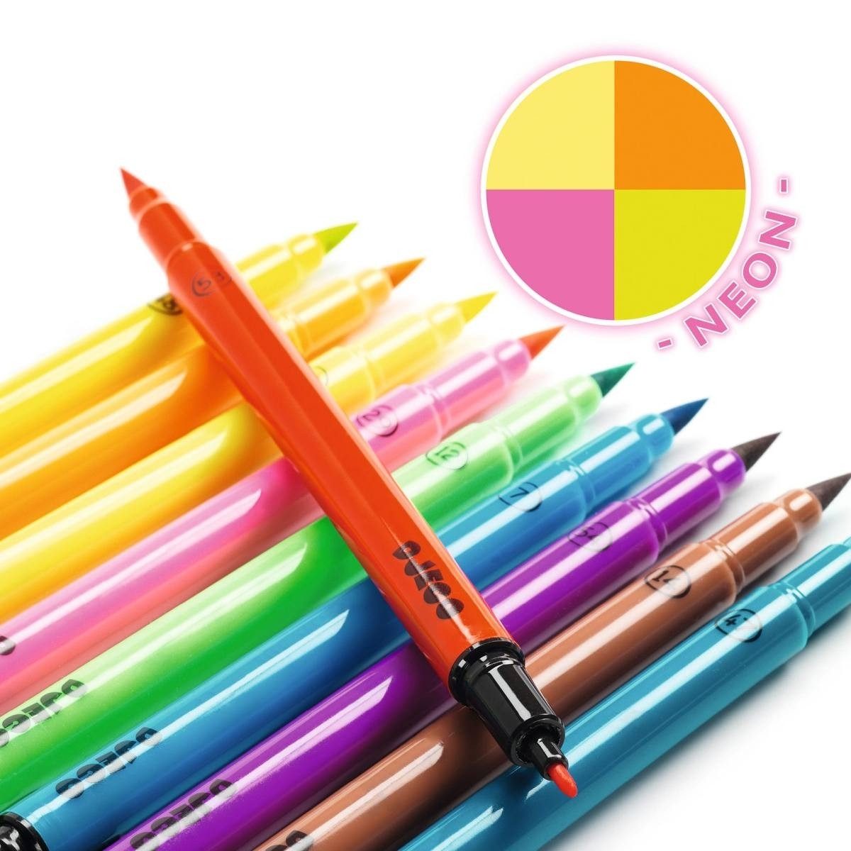DJECO Kreativset Farben: 10 Filzstifte - Pop colours Malset für Kinder