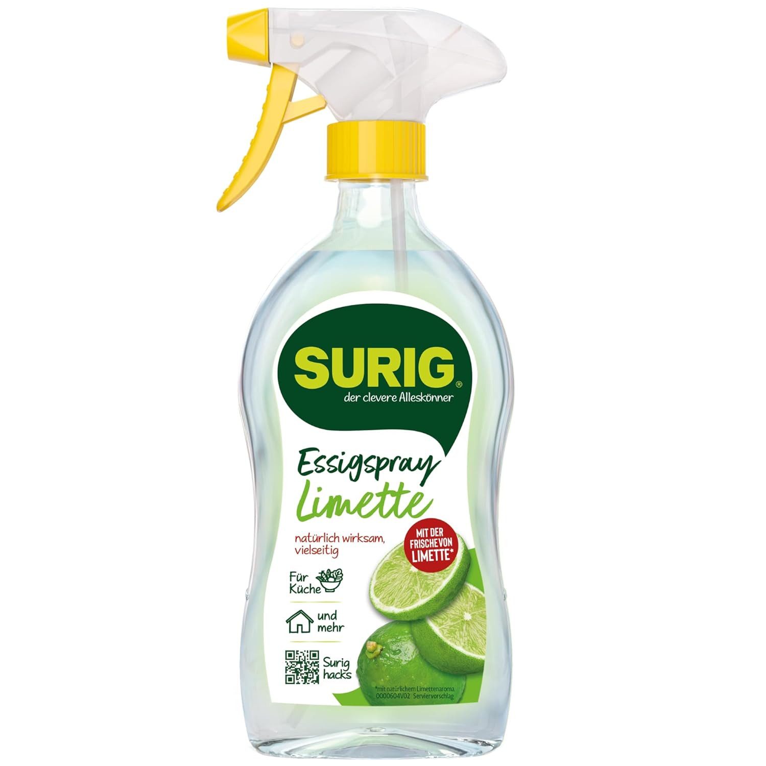 Surig SURIG Essigspray Limette 500 ml Essigreiniger (1-St. vegan, verträglich, zuckerfrei, fettfrei, gebrauchsfertig, vielseitig)