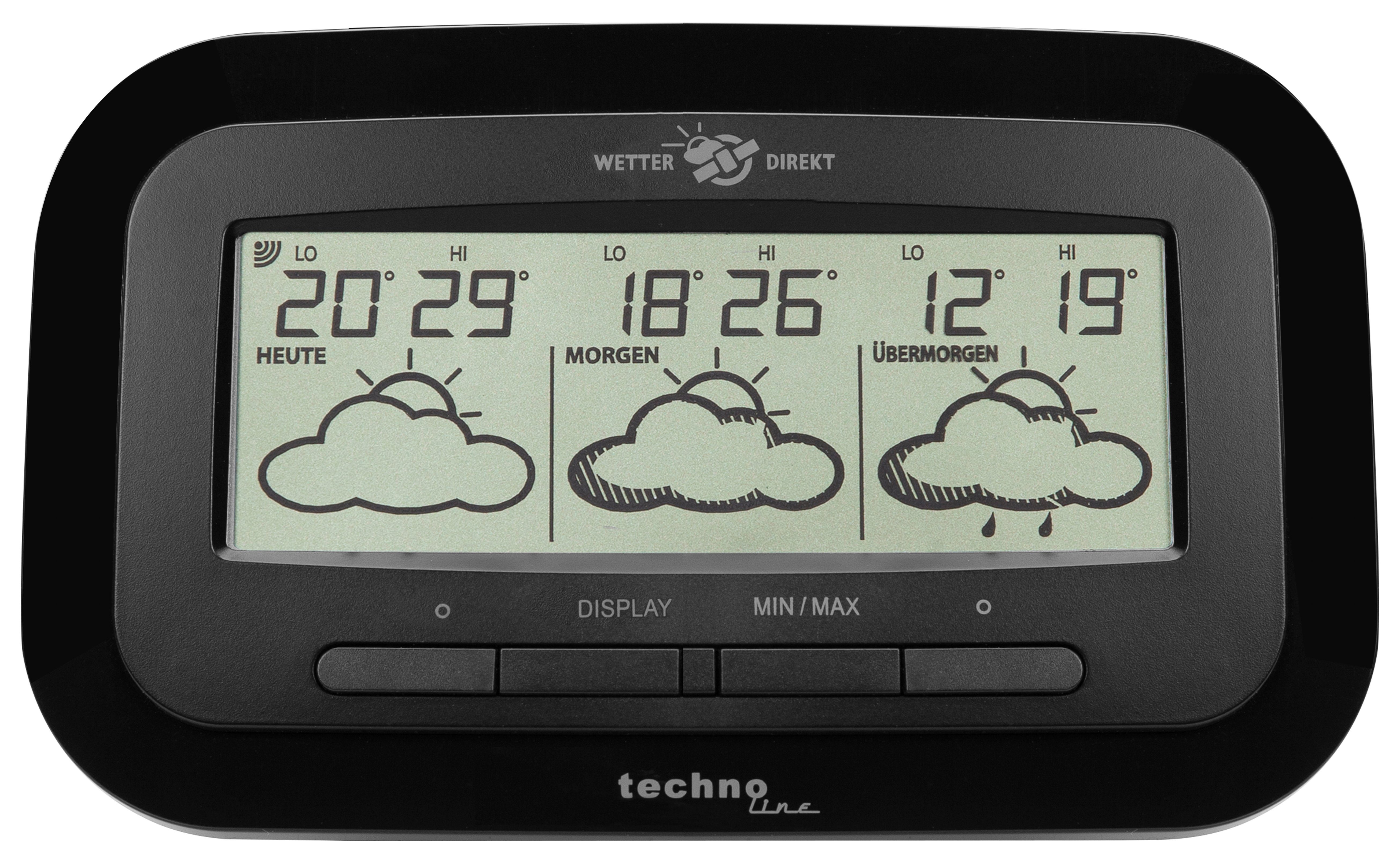 technoline WD 1300 Wetterstation vom (inklusive Wettervorhersage Tage) für DWD Außensender, 3