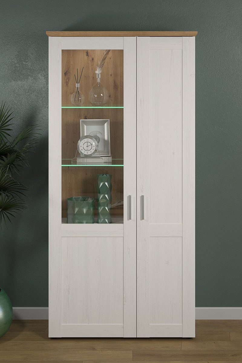 trendteam Vitrine Vitrine groß Shade, Andersen Pinie weiß / Artisan Eiche, Landhaussti