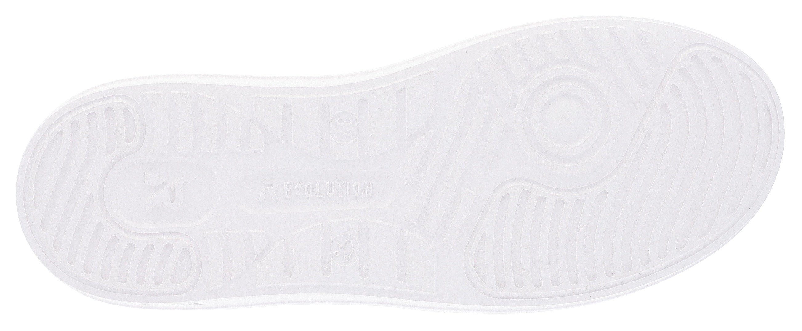 Rieker Metallic-Details Plateausneaker mit weiß-hellbeige-Schmucklibelle EVOLUTION stylischen