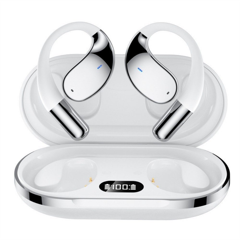 Fyrove KI-Übersetzer Bluetooth Kopfhörer mit Ohrbügel Open-Ear-Kopfhörer (Bluetooth 5.4 Sportkopfhörer, ENC Mikrofon, 3-in-1 für Übersetzen, Telefonieren & Musik, Ladeetui)