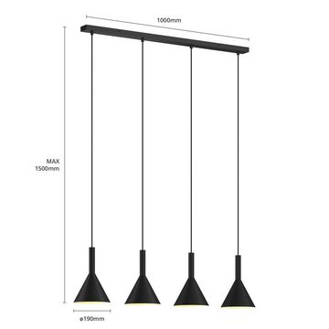 Arcchio Hängeleuchte Tadej, dimmbar, Leuchtmittel nicht inklusive, Modern, Stahl, Schwarz, weiß, 4 flammig, E27, Deckenlampe