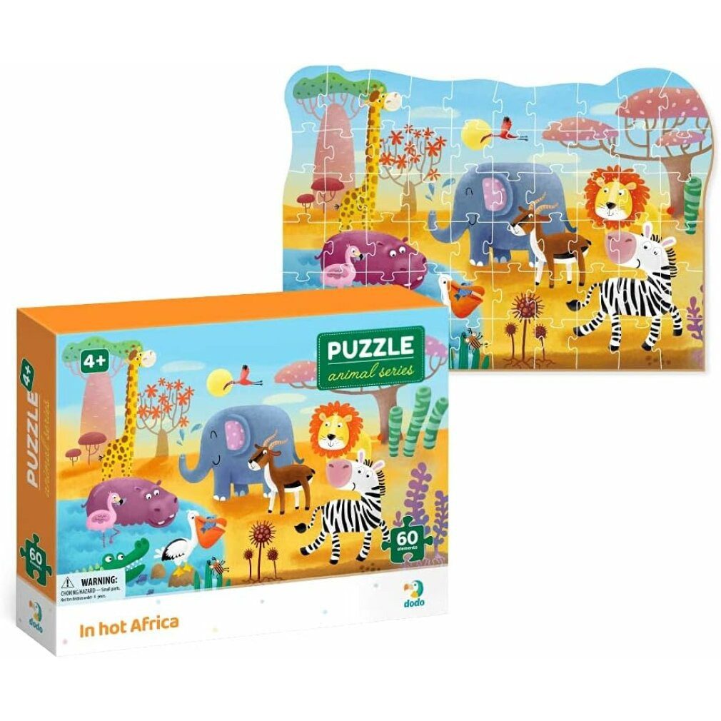 dodo Puzzle DODO Puzzle Tiere: Hitze in Afrika 60 Teile, Puzzleteile