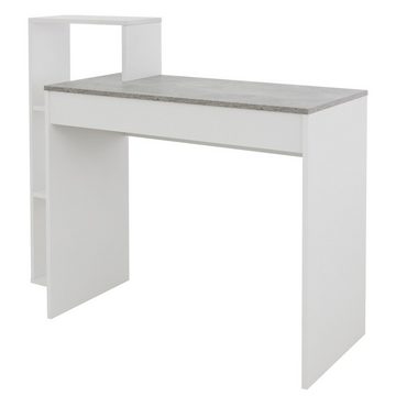 ML-DESIGN Schreibtisch Schreibtisch mit Regal Flexibel und platzsparend 2in1 System, Bürotisch Weiß/Grau 110x72x40cm mit 3 Einlegeböden