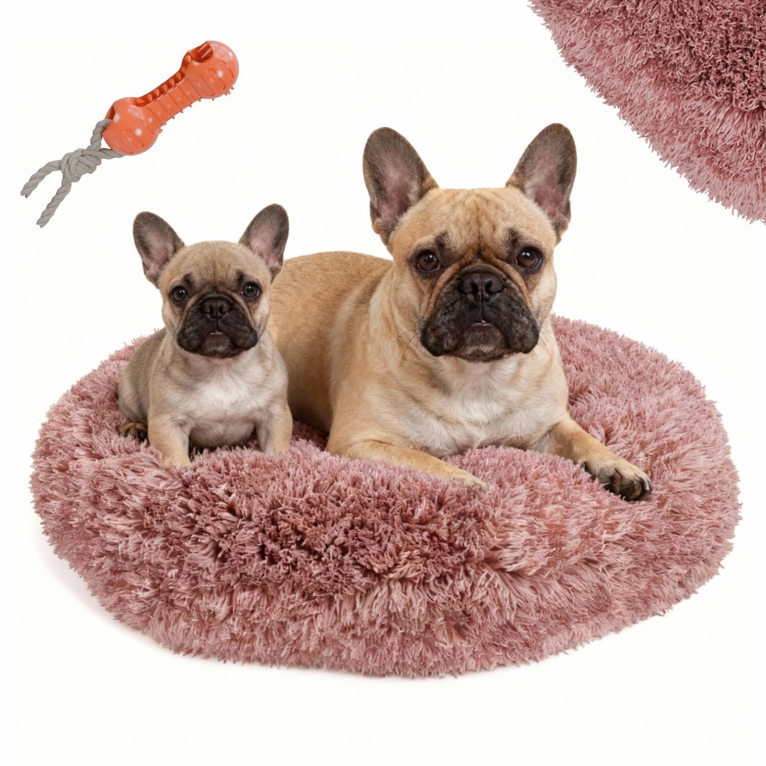 BENNO Tierbett Hundebett BALU Donutform 50x50x16 cm, waschbar, rutschfest, Polyester, Hundebett BALU 50 cm – rundes Kuschelbett, waschbar, rutschfest