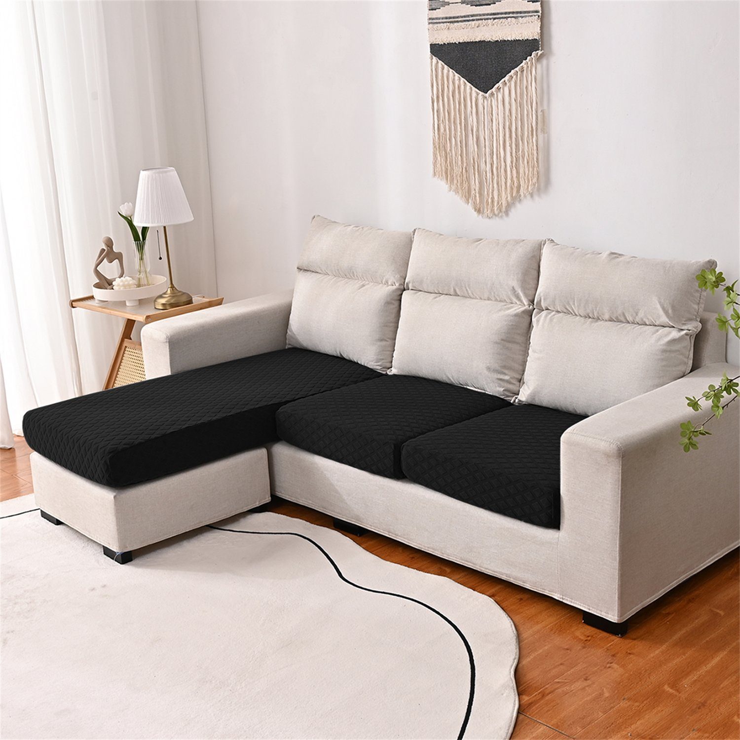 3DMuster Sofa-Sitzbezug mit wasserfest Schwarz Sofahusse, HOMEIDEAS, elastischer