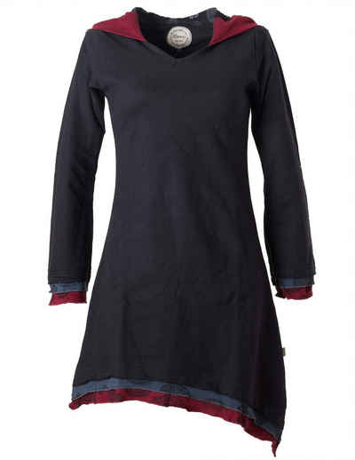 Vishes Midikleid Asymmetrisches Lagenlook Kleid mit Zipfelkapuze Ethno, Hippie, Goa, Boho Style