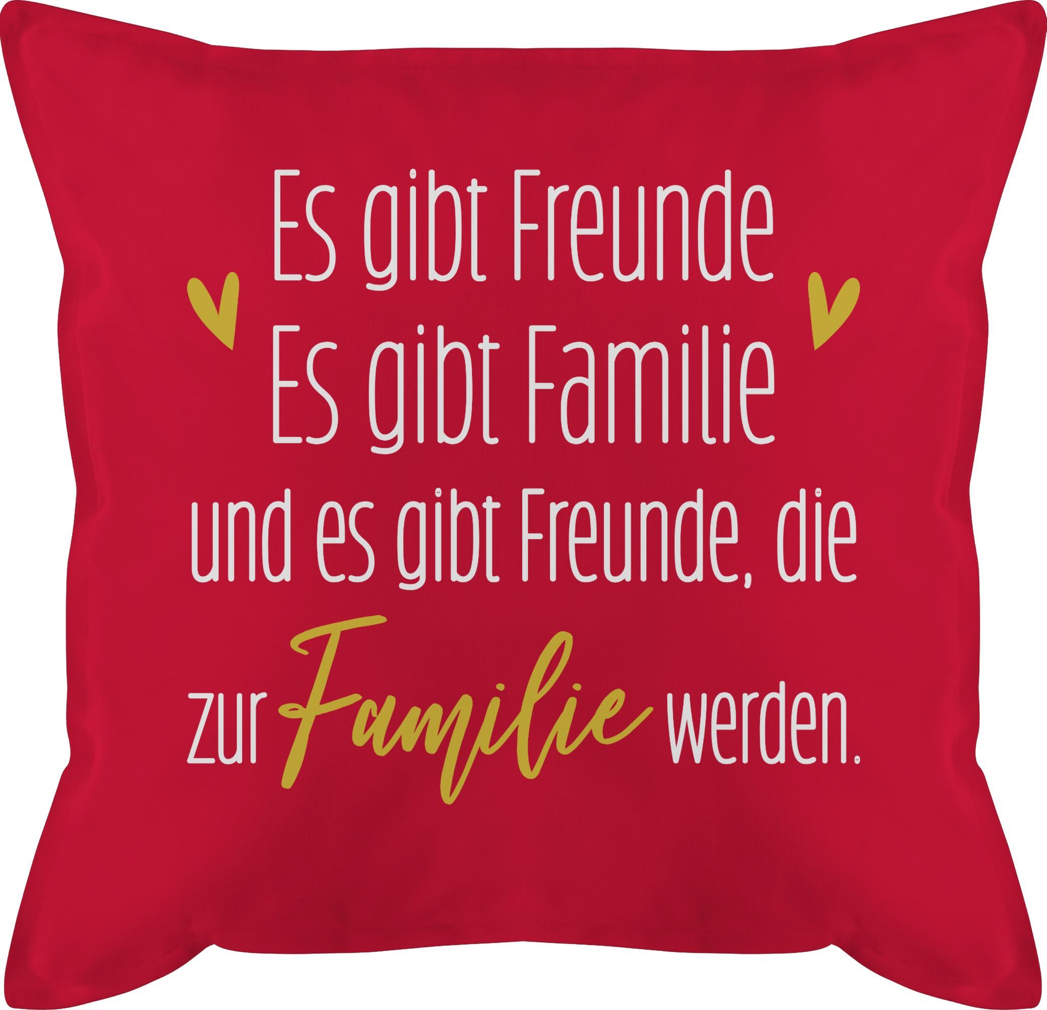 Shirtracer Dekokissen Es gibt Freunde Es gibt Familie und Freunde die Familie werden, Deko-Kissen mit Spruch