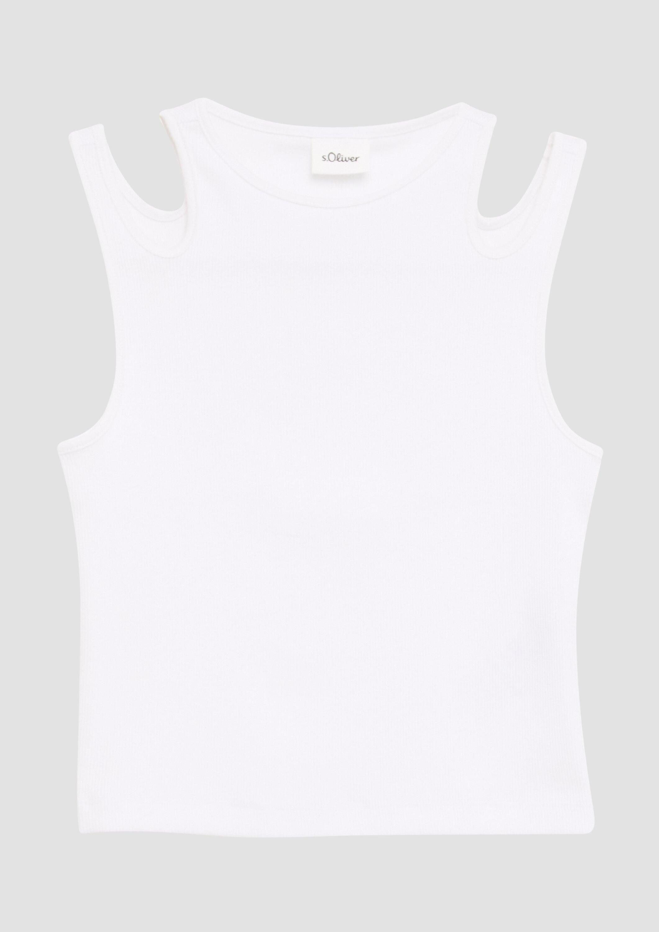 s.Oliver Muskelshirt T-Shirt Verkürztes Tanktop im Slim Fit mit Cut-out-Details