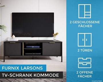 Furnix TV-Schrank Fernsehtisch LARSONS RTV153 G 2D Lowboard Kommode Anthrazit B153,1 x H53,4 x T39,5 cm, Metallbeine