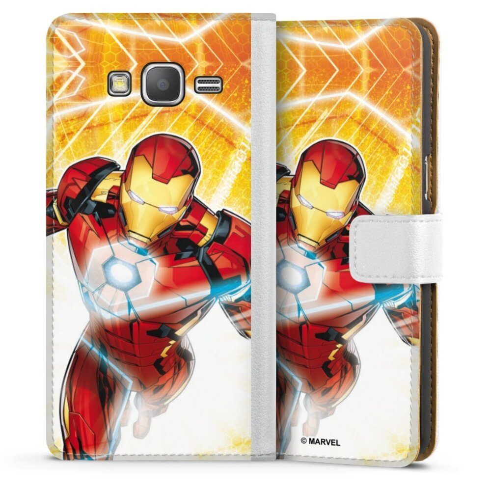 DeinDesign Handyhülle Iron Man on Fire, Samsung Galaxy Grand Prime Hülle Handy Flip Case Wallet Cover