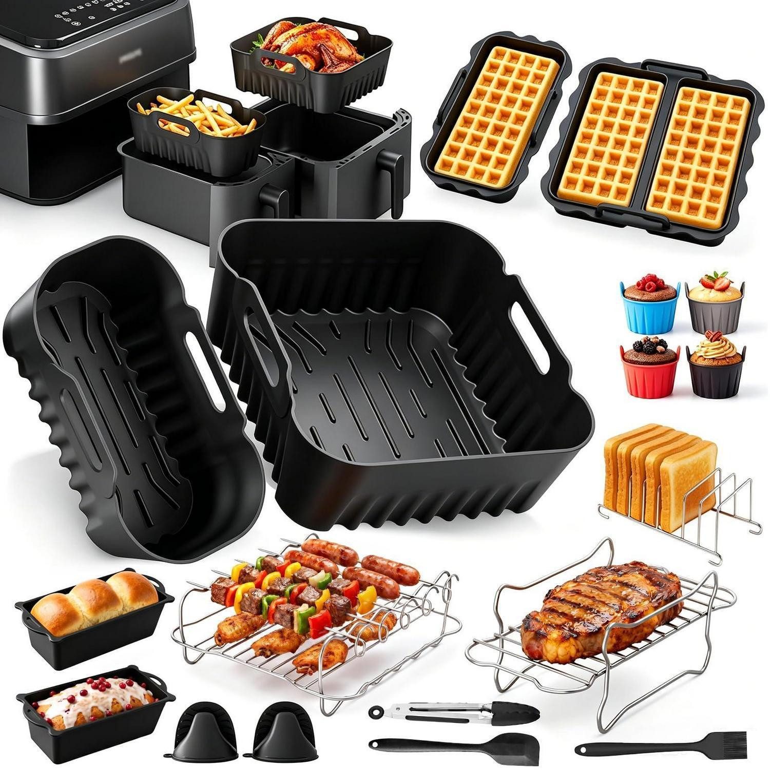 LuxusKollektion Frittiereinsatz Heißluftfritteuse Zubehör Set 23tlg.