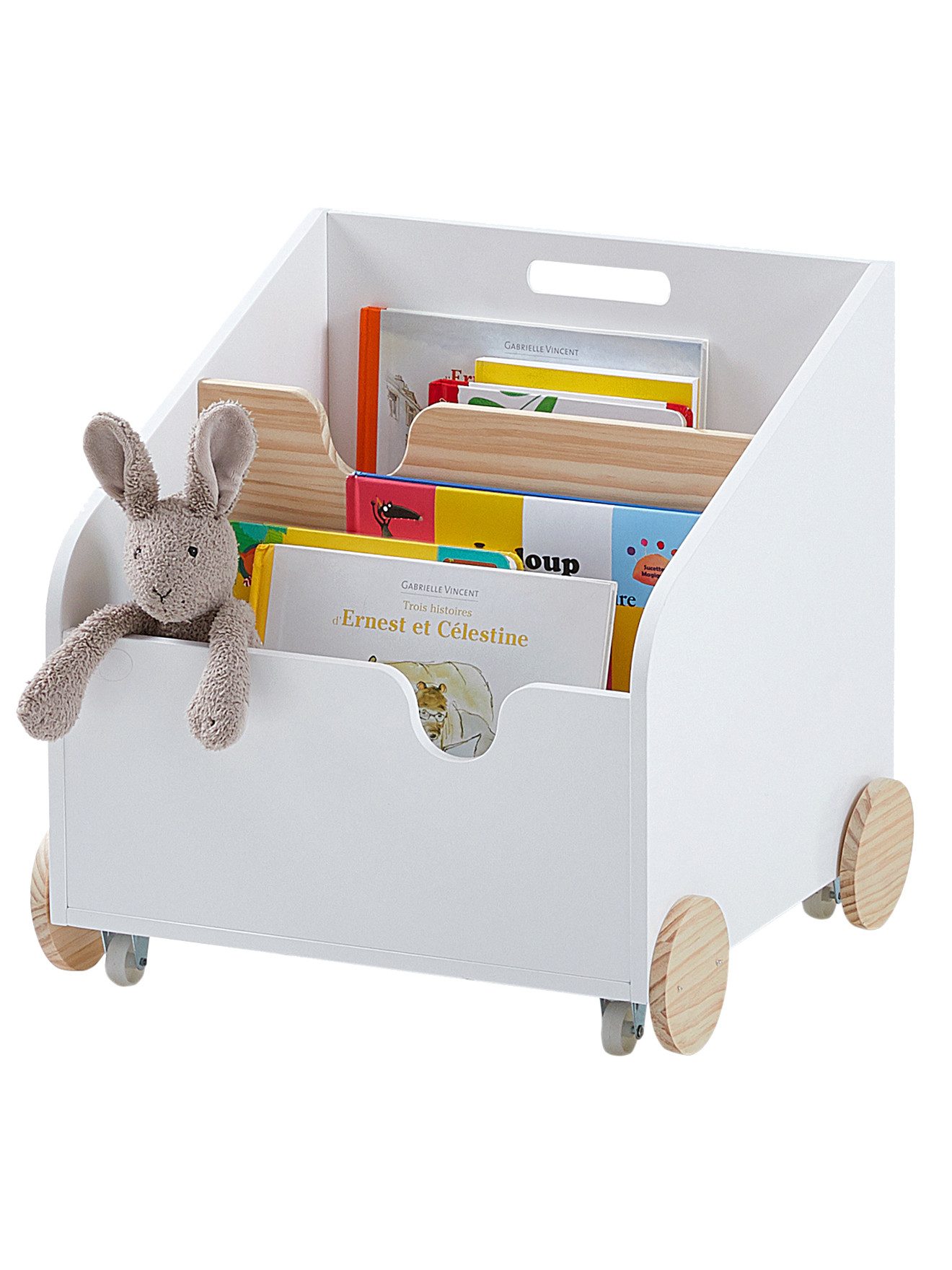 vertbaudet Bücherregal Kinder Bücherregal mit Rollen SCHOOL günstig online kaufen