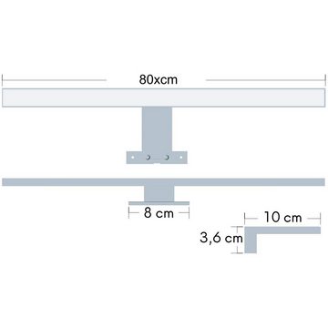 kalb Spiegelleuchte 80cm LED Badleuchte Badlampe Spiegellampe 230V warmweiß, silbergrau, warmweiß