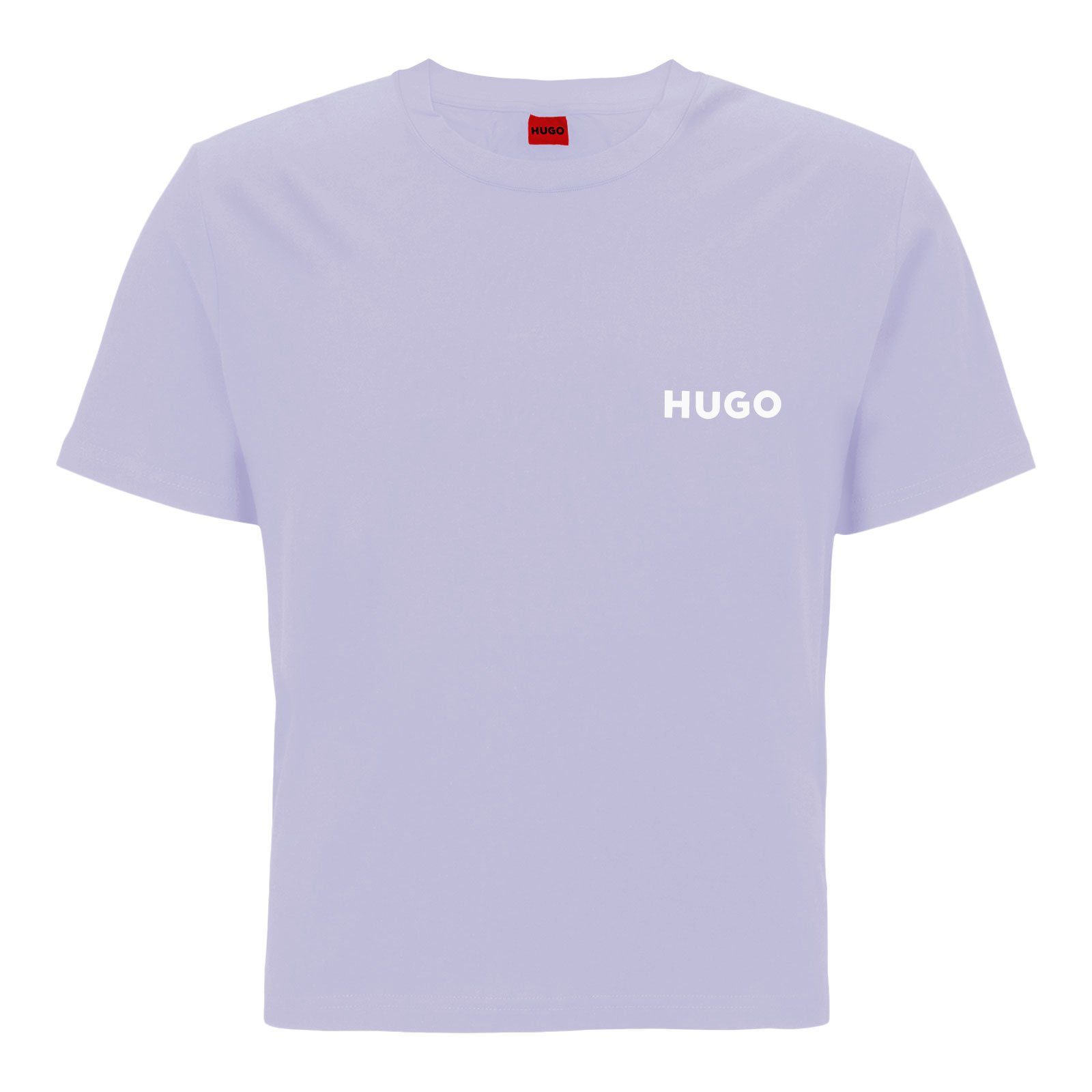 Unite HUGO purple 535 T-Shirt linken T-Shirt Marken-Logo mit light der Brust auf