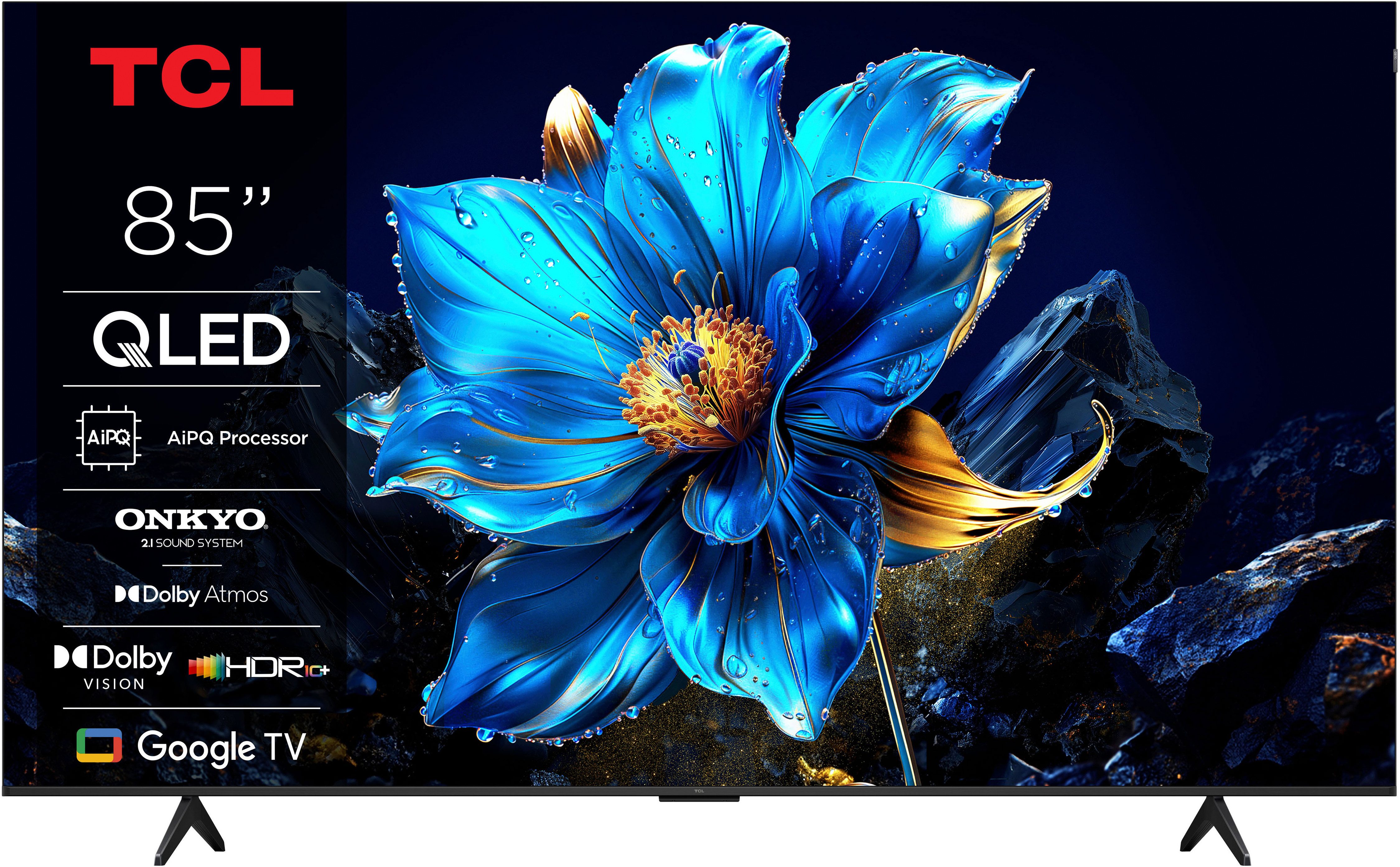 TCL 85P71KX1 QLED-Fernseher (215 cm/85 Zoll, 4K Ultra HD, Smart-TV, Google TV, Multi-HDR, Dolby Vision, Smart TV, Apple Airplay2, Dolby Atmos, Onkyo)