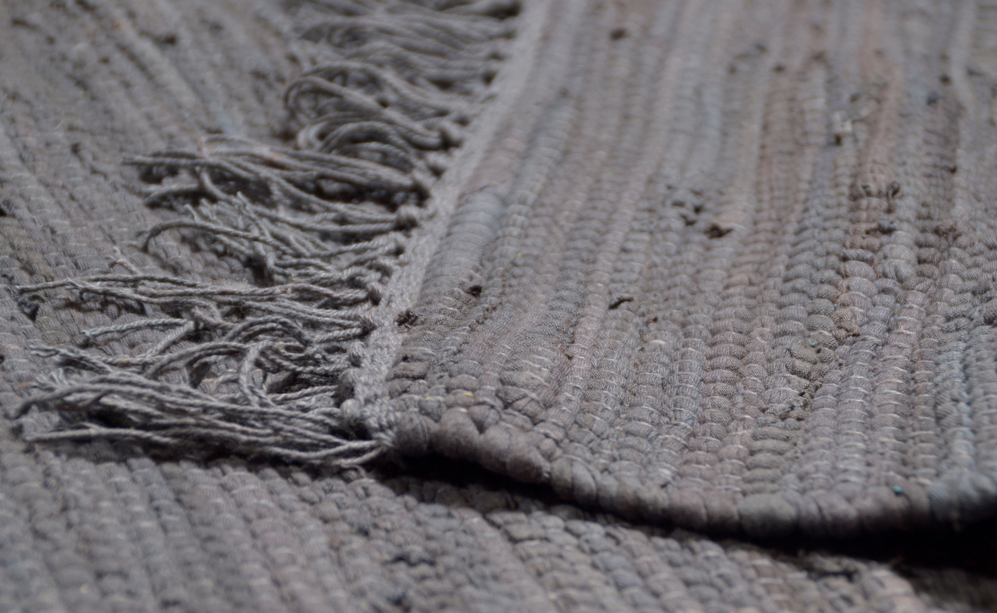 Teppich Happy Cotton, THEKO, rechteckig, 5 Flachgewebe, handgewebt, Teppich, mit Handweb Höhe: reine mm, anthrazit Baumwolle, Fransen