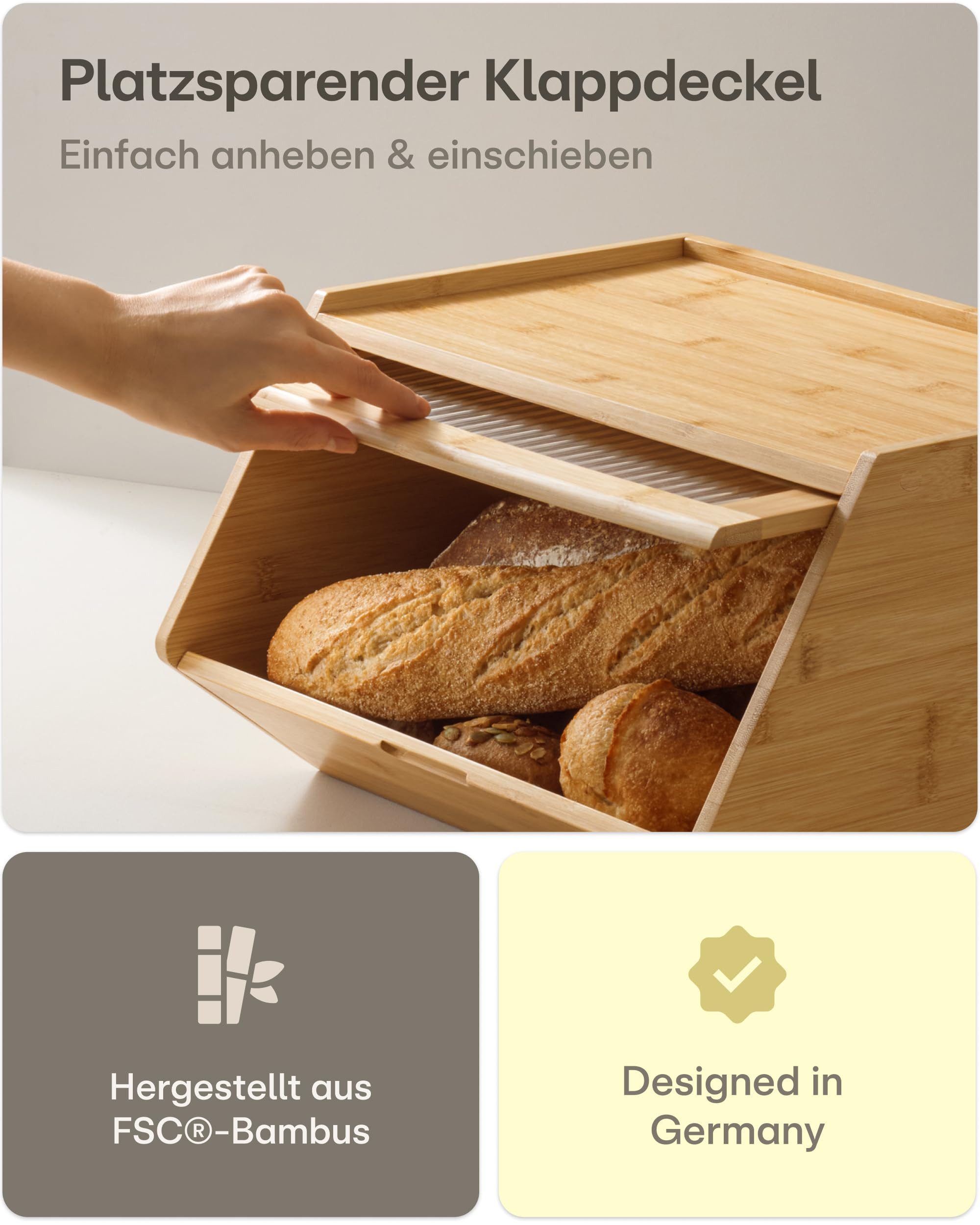 Praknu Brotkasten Brotkasten Holz Brotbox mit Ablagefläche - Brot Aufbewahrungsbox, Holz, (Einzelartikel, 1-tlg., 1x Brotkasten Klein 33 x 26,5 cm, Deckel, Montagezubehör), Einfacher Aufbau - Robuster Brotkasten, Platzsparende Brotaufbewahrung