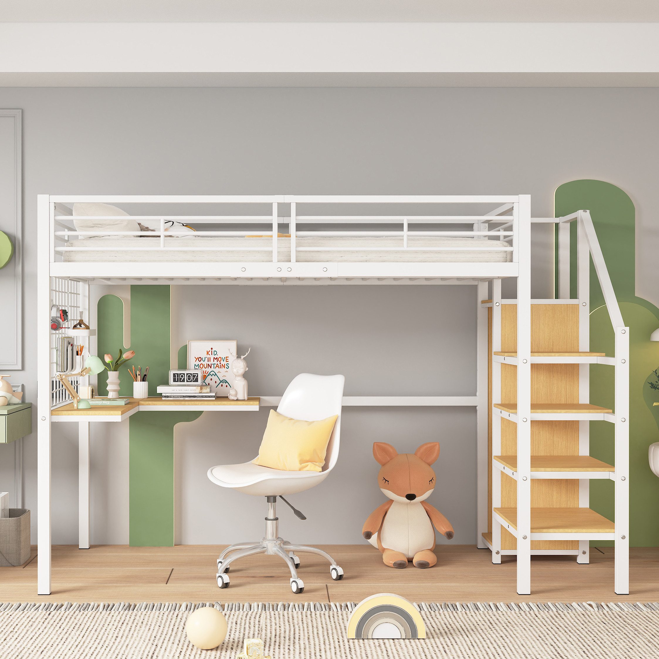 Flieks Hochbett Kinderbett Metallbett 90x200cm mit günstig online kaufen
