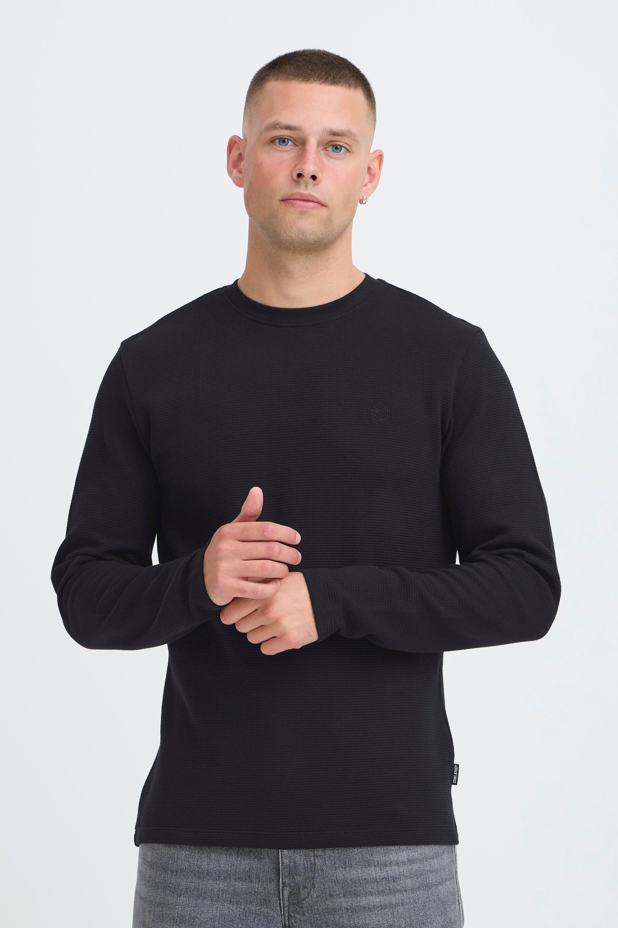 Blend Langarmshirt BHForta Basic Longsleeve mit Rippkragen