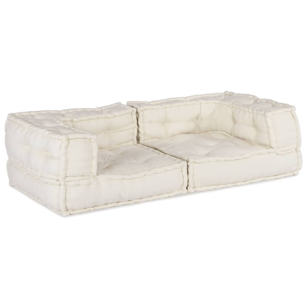 vidaXL Sitzauflage 2-Sitzer-Modulsofa Creme 140x70x36 cm Stoff, (1 St)
