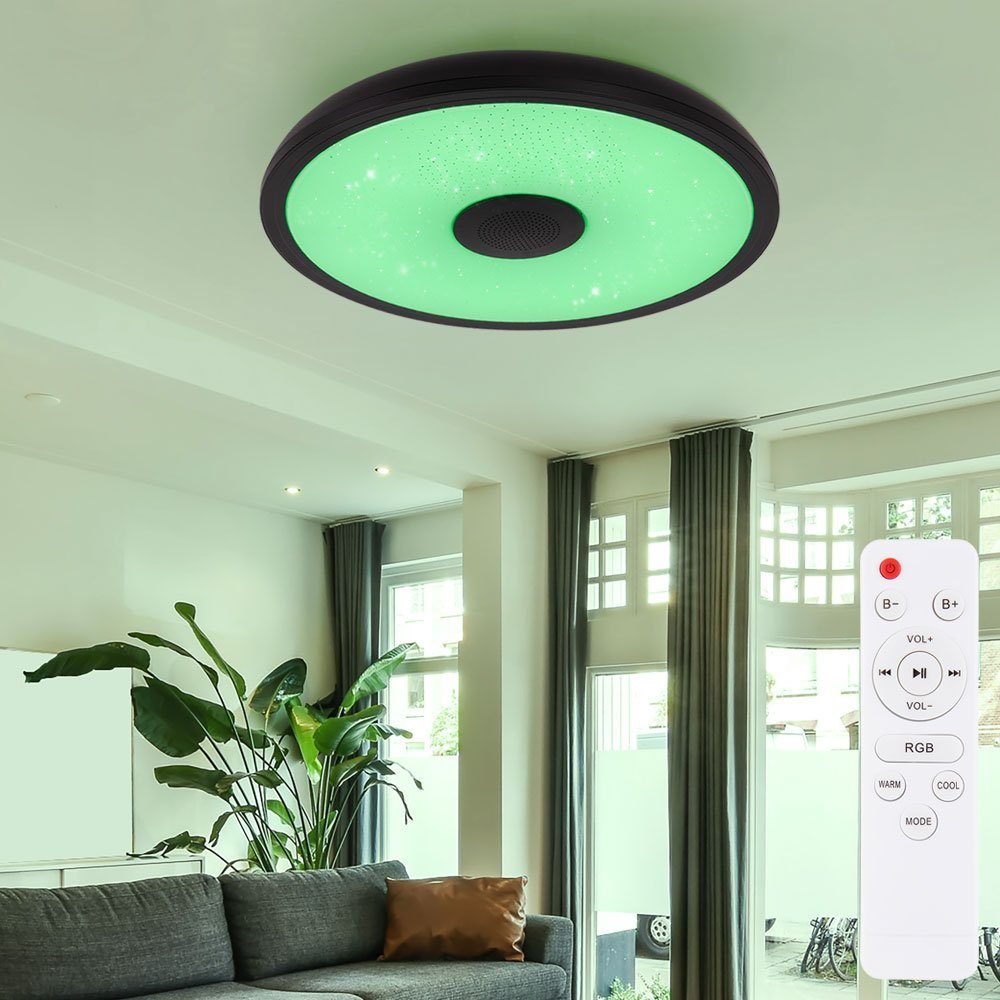 Globo LED Deckenleuchte, LED-Leuchtmittel fest verbaut, Tageslichtweiß, Kaltweiß, Farbwechsel, Deckenlampe Warmweiß, Deckenleuchte Lautsprecher mit Neutralweiß, mit Bluetooth