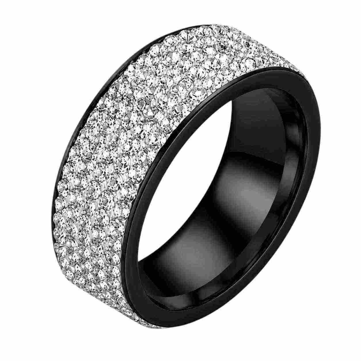 Taffstyle Fingerring Kristallring Edelstahlring Glitzerring Fingerring Ring mit Kristallen (Funkelnder Kristallring – ideale Geschenkidee zum Geburtstag, Valentinstag oder Weihnachten)