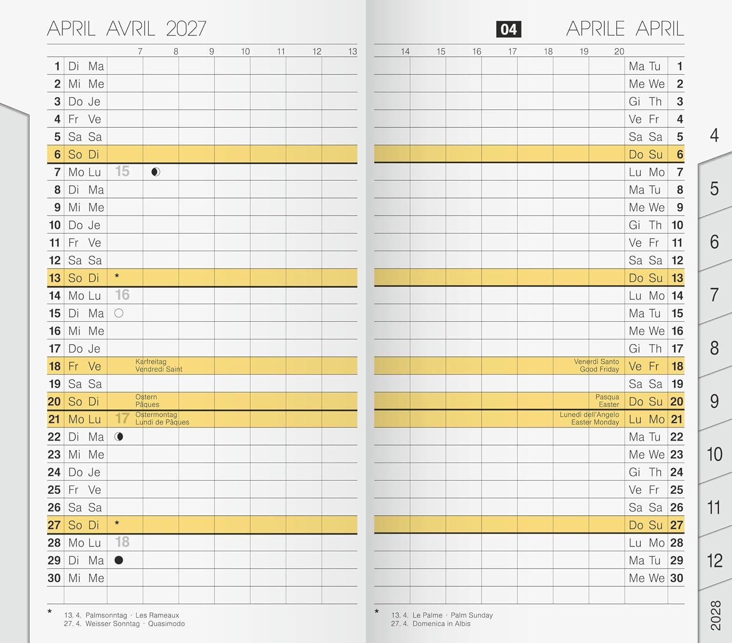 RIDO Buchkalender rido/idé Kalender Monats-Ersatzkalendarium M-Planer 2027