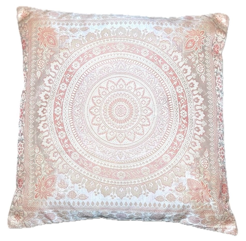 Ruwado Dekokissen - Handgefertigt Dekokissen aus Indische Banarasi Seide - 40cmx40cm, Handgewebt und Handgenäht aus Indien