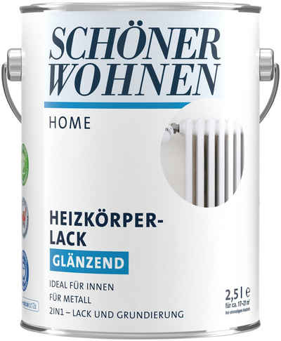 SCHÖNER WOHNEN FARBE Heizkörperlack Home, 2,5 Liter, weiß, glänzend, ideal für innen, 2in1-Lack