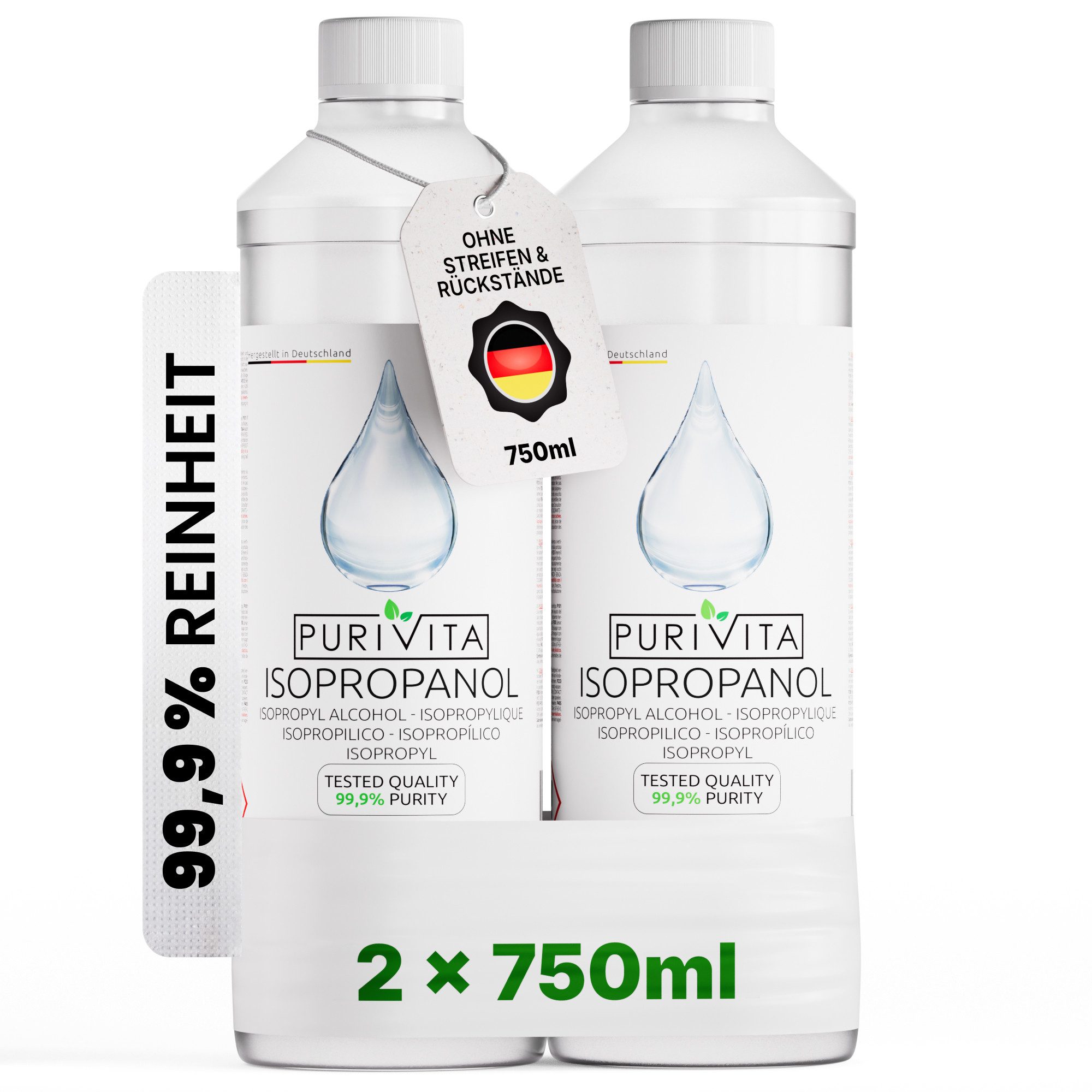 Purivita Isopropanol 99,9 % Reinigungsalkohol (2-St. ohne Zusätze)