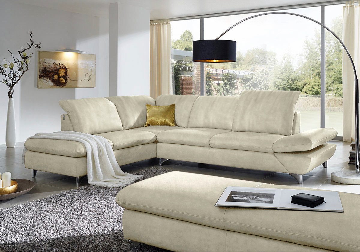 W.SCHILLIG Ecksofa Taoo, elegant und zeitlos, bequem, L-Form, Breite 296cm, mit Sitziefenverstellung & Kopfteilverstellung
