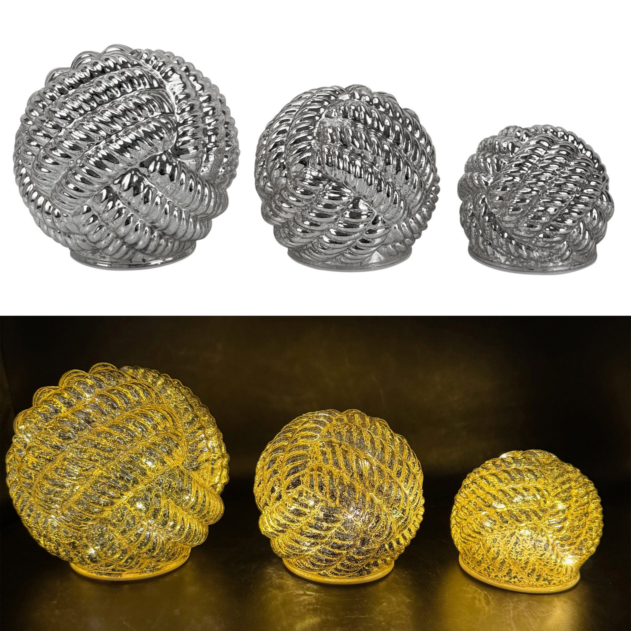 Online-Fuchs LED Dekolicht - 3er Set Glaskugeln, Timer & Outdoor geeignet - günstig online kaufen