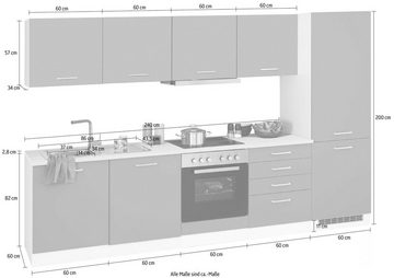 HELD MÖBEL Küchenzeile Visby, mit E-Geräten, Breite 300 cm inkl. Kühl/Gefrierkombination