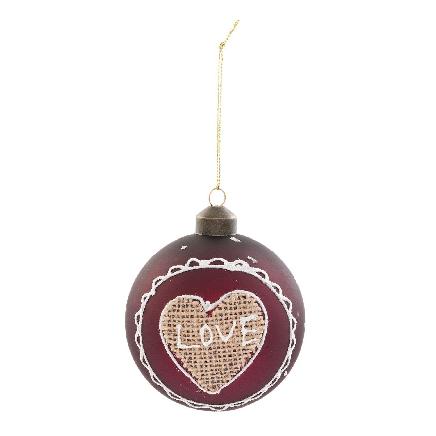 Clayre & Eef Christbaumschmuck Christbaumkugel 4er Set Herz Rot Love Clayre & Eef 8 cm (4-tlg)