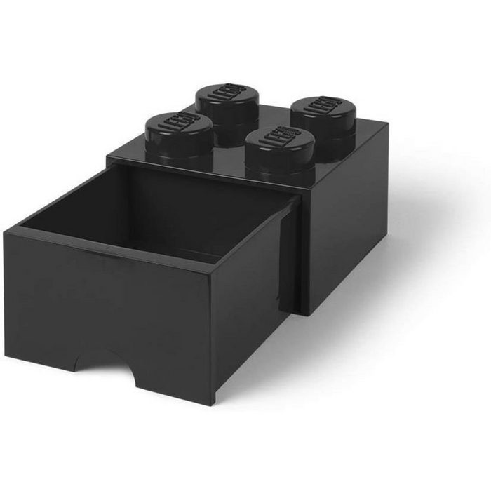 Room Copenhagen Aufbewahrungsbox LEGO® Storage Brick 4 Schwarz (1x Aufbewahrungsstein mit Schublade 1 St. 4 Noppen 25 x 25 x 18 cm) Baustein stapelbar