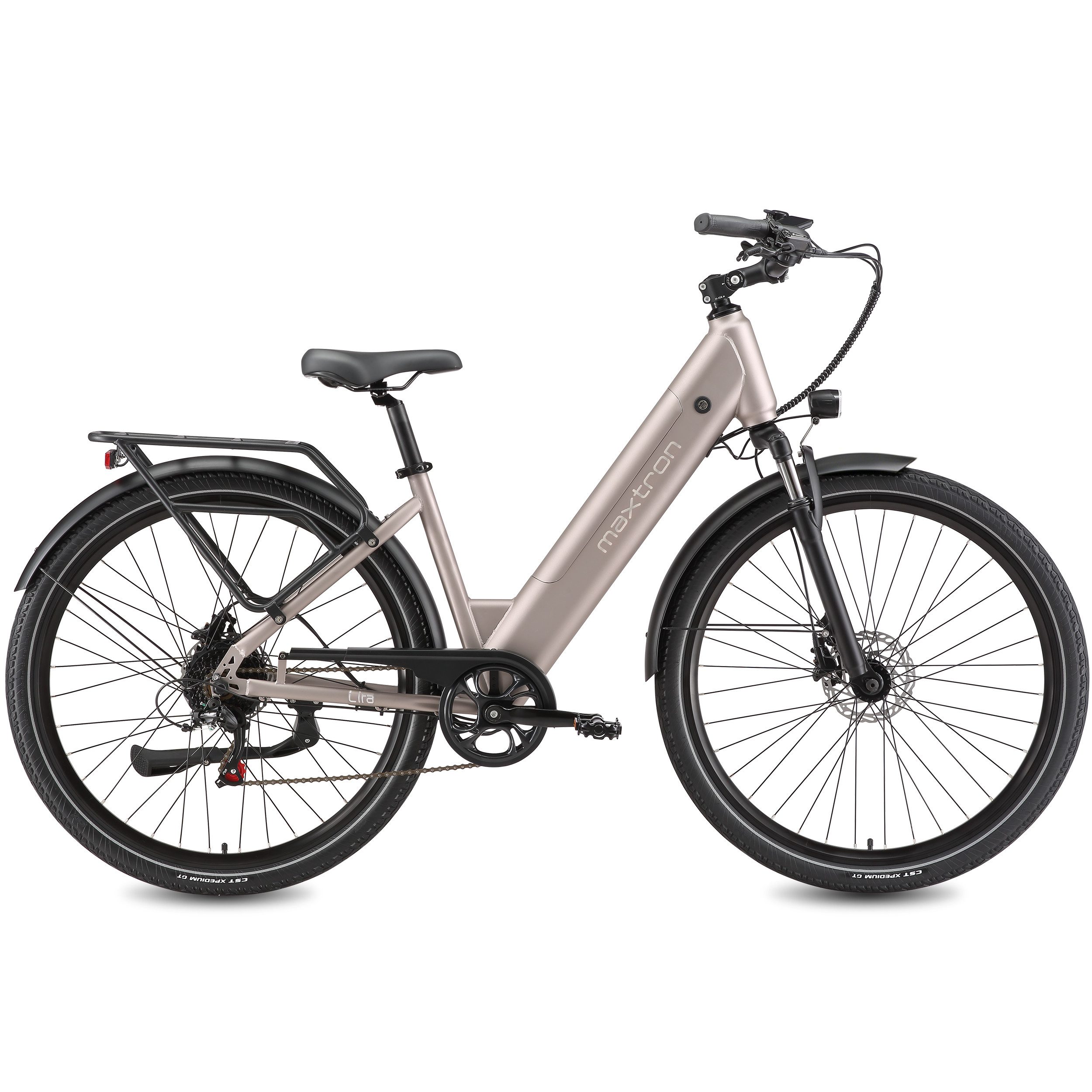 Maxtron E-Bike ATB Maxtron Lira 28" City-E-Bike, 7 Gang Shimano, Kettenschaltung, Heckmotor, 720 Wh, (mit integr. Akku), Elektrofahrrad für Alltag und Einkauf