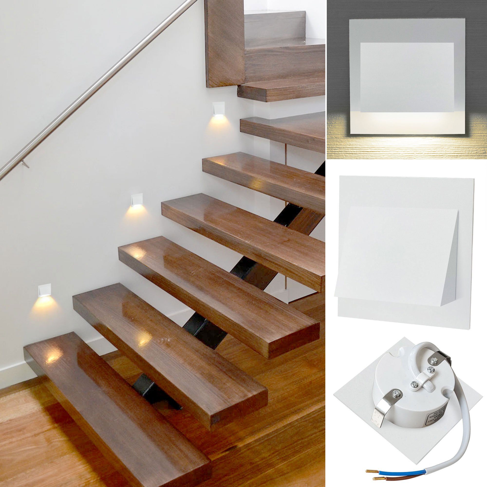 Maxkomfort LED Wandstrahler 6106, LED fest integriert, 3000K, Warmweiß, Treppenbeleuchtung